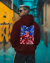 Printed Hooded Neck Sweatshirt/Maroon
