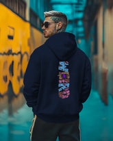 Printed Hooded Neck Sweatshirt/Navy