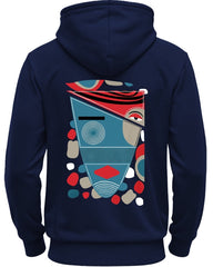 Back printed stylish hoodies for guys / Navy