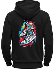 Sneaker Printed Hooded Neck Sweatshirt/Black