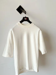 Drop shoulder plain off-white T-shirt