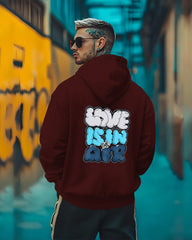 Printed Hooded Neck Sweatshirt/Maroon