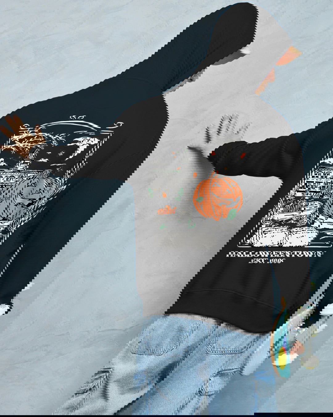 Pump-Kin Printed Hooded Neck Sweatshirt/Black