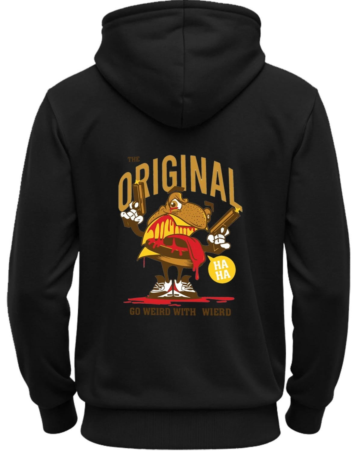 Printed Hooded Neck Sweatshirt/Black