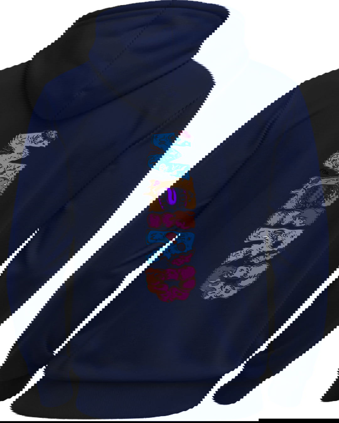 Printed Hooded Neck Sweatshirt/Navy