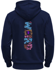Printed Hooded Neck Sweatshirt/Navy