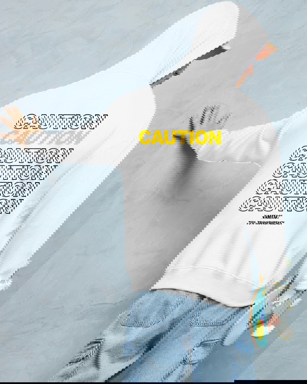 Printed Hooded Neck Sweatshirt/White