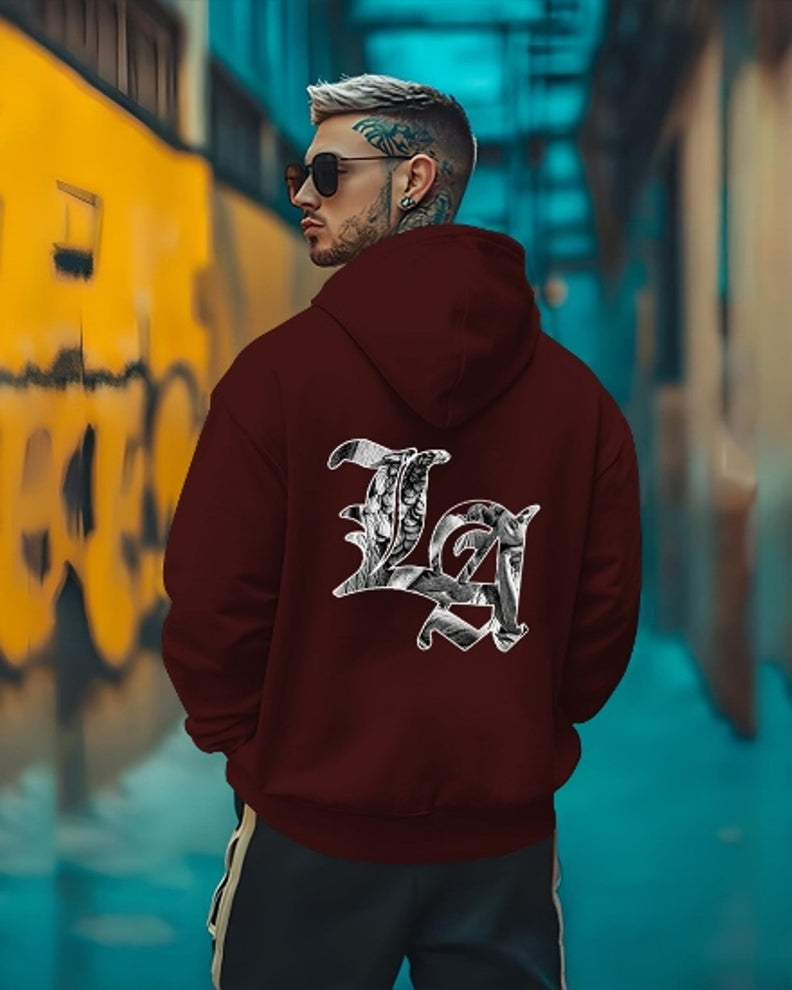 LA Printed best hoodies for men Sweatshirt/Maroon