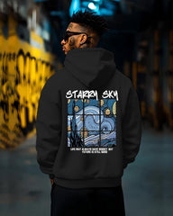 Starry Sky Printed black hoodie Sweatshirt