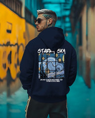 Starry Sky Printed hoodies for men/Navy