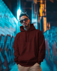 STARRY SKY Printed maroon hoodie men's Sweatshirt